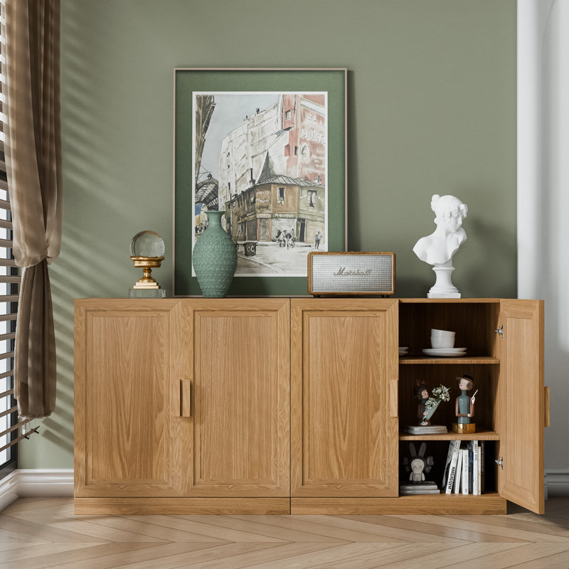 62"×31"×16" Wood Sideboard Cabinet with Adjustable Shelves (Set of 2)