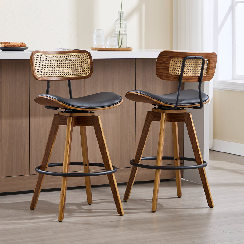 Tabouret de bar et de comptoir pivotant (ensemble de 2), Noir, noir, noir, noir