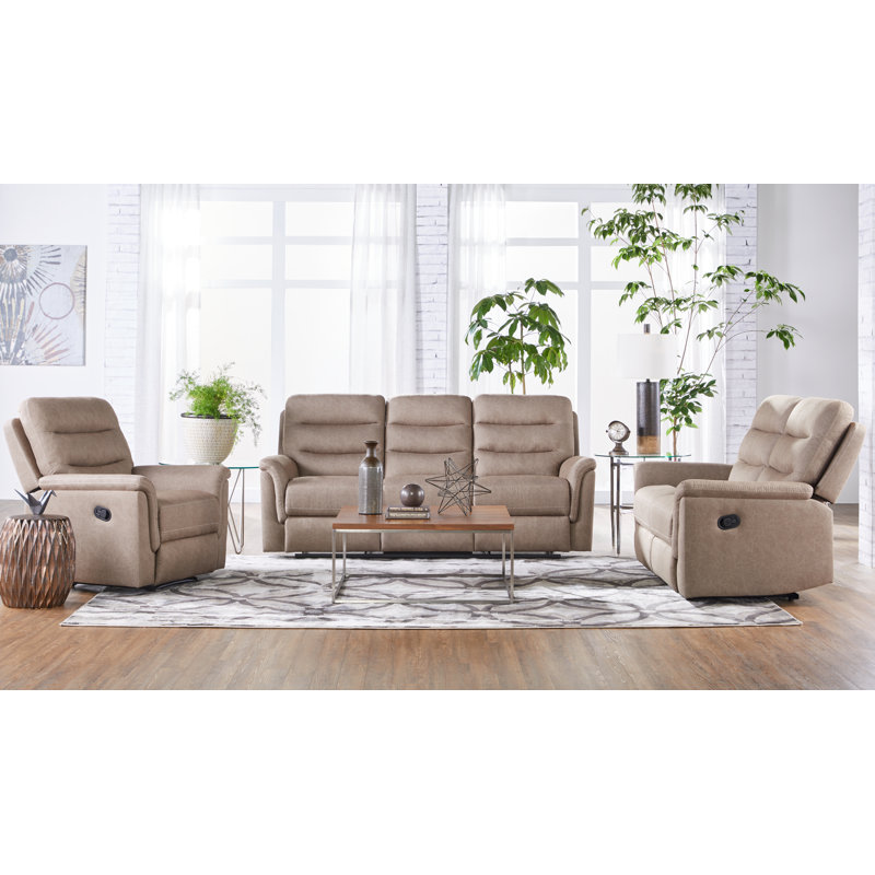 Upholstered 88'' Reclining Sofa, Brown Microfiber/Microsuede