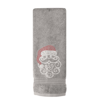 Sparkles Home Santa Rhinestone Hand Towel | 100% Turkish Cotton Terry | Machine Washable 