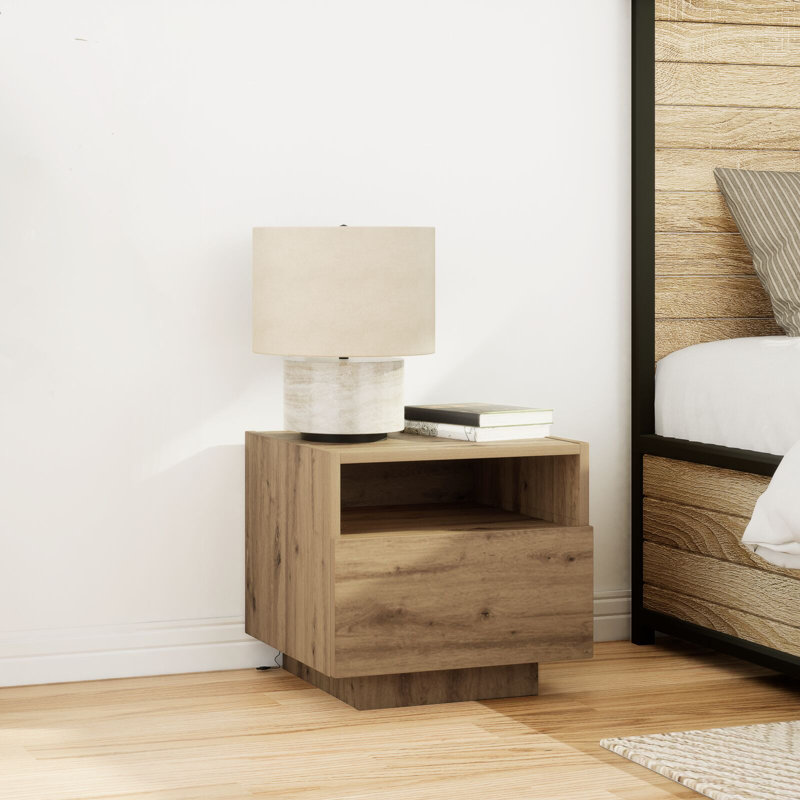 Bedside Cabinet Compact Storage, Artisan Oak