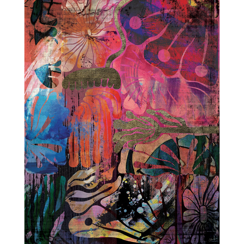 Flower Blocks, Glass-Coated Wrapped Canvas, 68.75" H x 55.75" W, No Mat