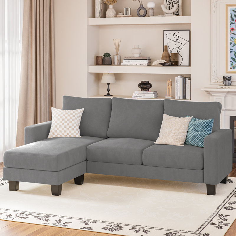 Aretina Upholstered Sectional, Light Gray