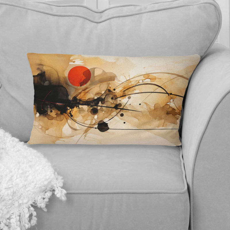 Abstract Earth Poetry In Motion Retro Waves I - Abstract Shapes Printed Throw Pillow