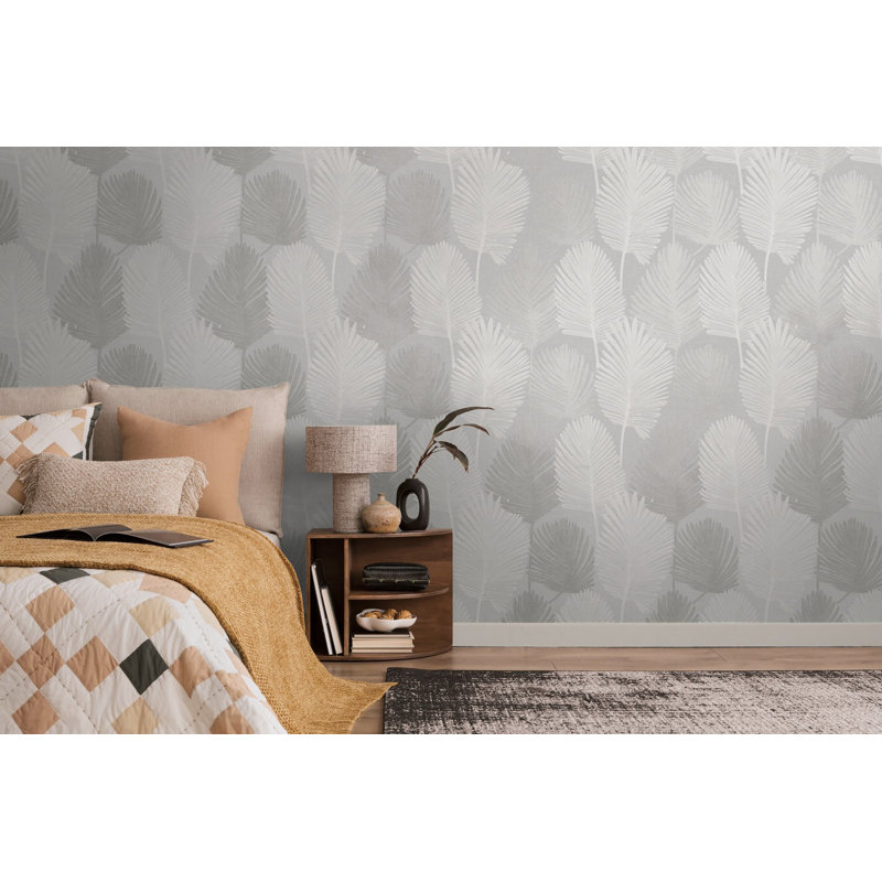 Galerie Horizon Palm Leaf Wallpaper, Grey