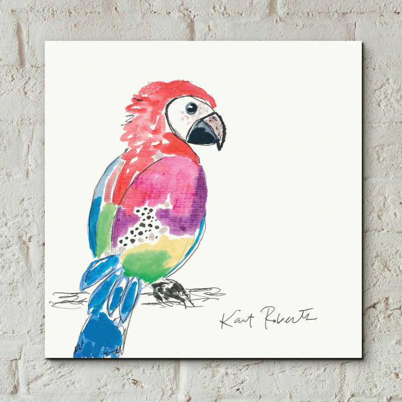 «Preston the Parrot» par Kait Roberts, art mural en verre acrylique, H 12 po x l 12 po x P 0,13 po