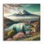  'Mount Fuji In Japan' by Rey Klimt Acrylic Glass Wall Art, 12" x 12"