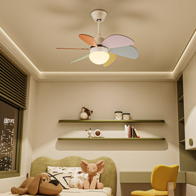 Abilene 31" Ceiling Fan with LED Light Remote Control Bluetooth Speaker, Reversible Blades 6 Speeds Timer Dimmable for Patio and Bedroom