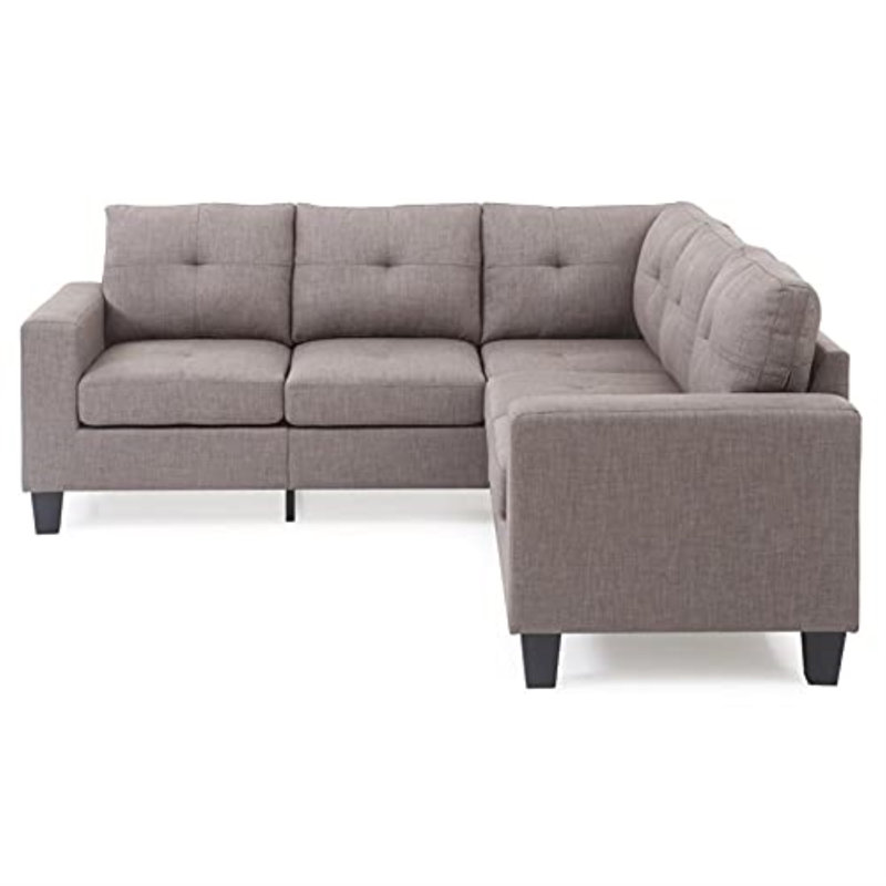 Vegas Upholstered L-Shaped Sectional Symmetrical, Light Gray