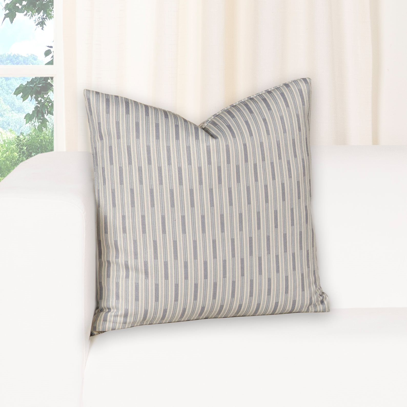 Benton Throw Pillow, Feather, Blue, Square 16"