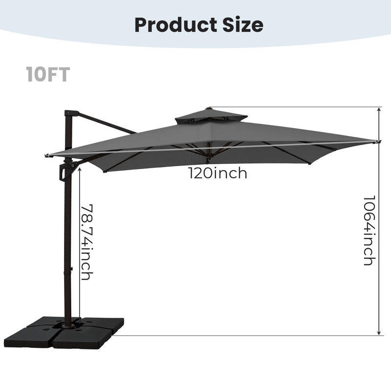 Parasol carré en porte-à-faux 120 "x 120" Pulk, Gris