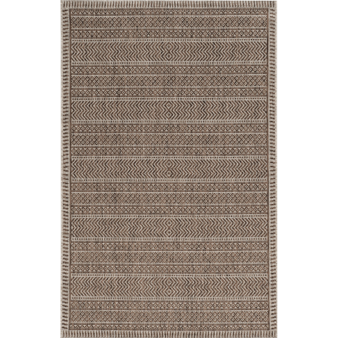 Sedona Striped Tribal Bohemian Brown/Natural Indoor/Outdoor Performance Area Rug Langley Street® Rug 