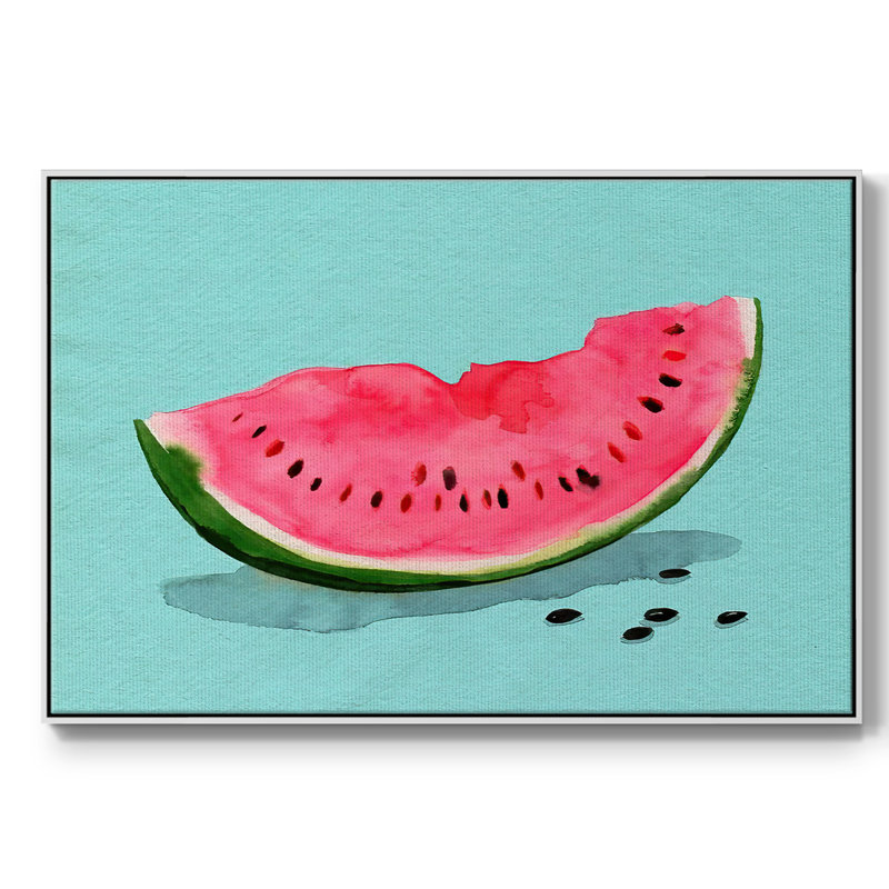 Summer Watermelon II, peinture sur toile encadrée, H 17 po x l 25 po x P 2 po, Cadre blanc