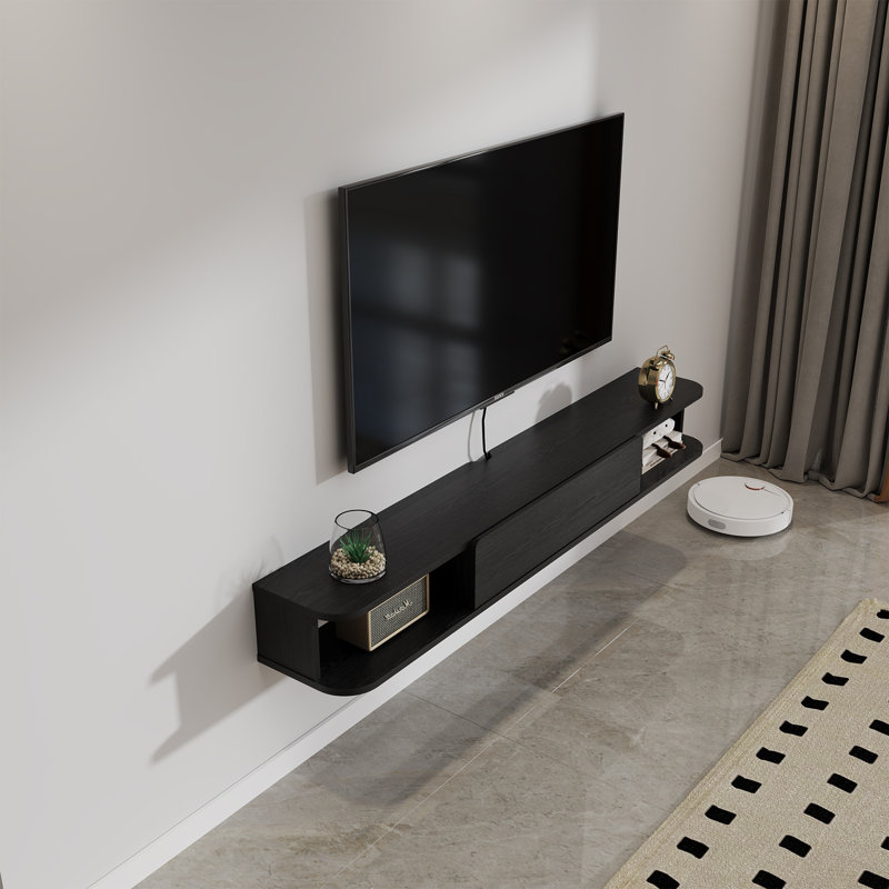 Meuble télé flottant avec tiroir et meuble télé mural, 7.04"H x 66.92"L x 9.76"W