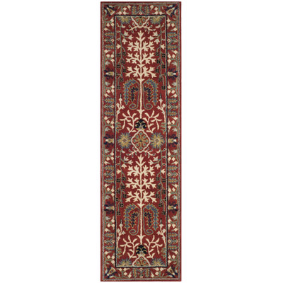 Tapis oriental rouge en laine touffeté à la main Armintha