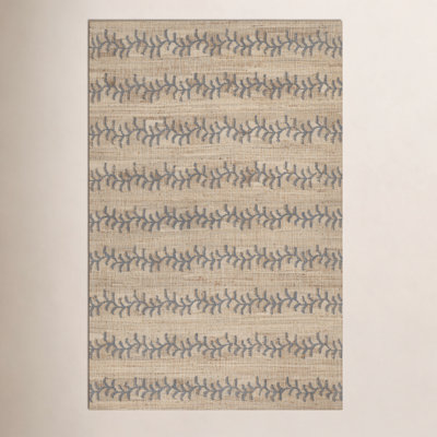 Adoria Blue Hand-Woven Striped Jute Rug