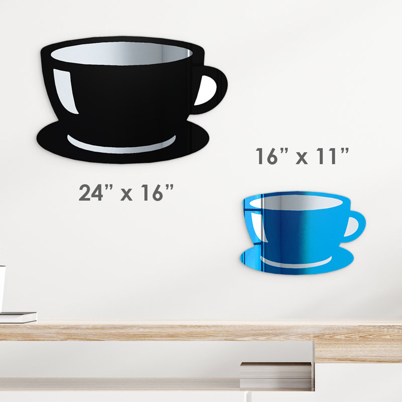 Décoration murale en forme de tasse à café Daziel, H 11 po x l 16 po x P 1 po, Bleu