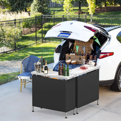 Black Rectangular Aluminum Patio Folding Bar Table
