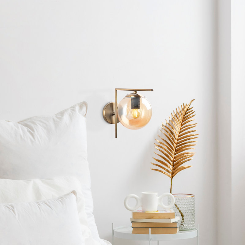 Lampe murale moderne 15 po x 11 po x 9 po, corps en métal avec capuchon en verre | Max 40W, douille E14 | Double isolation, IP20 | Parfait pour les décorations glamour, scandinaves et hôtelières | Élégant éclairage décoratif pour n'importe quelle 