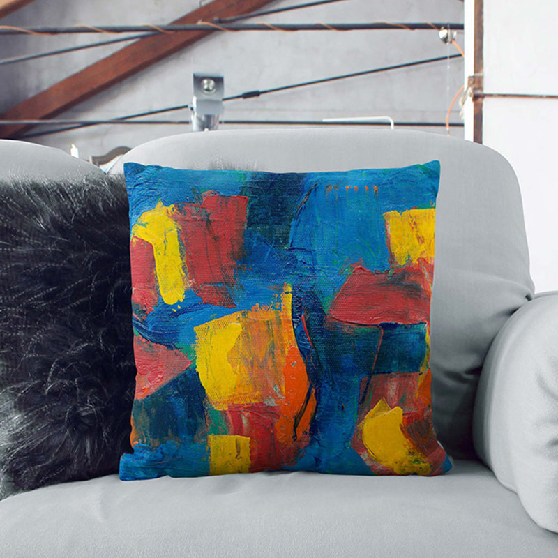 Abstract Square Cushion, White, 40 x 40 cm