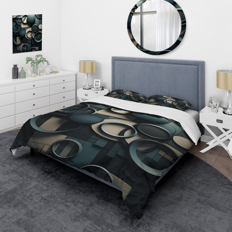 Ensemble de housse de couette en microfibre / polyester Teal, Housse de couette pour très grand lit et 2 très