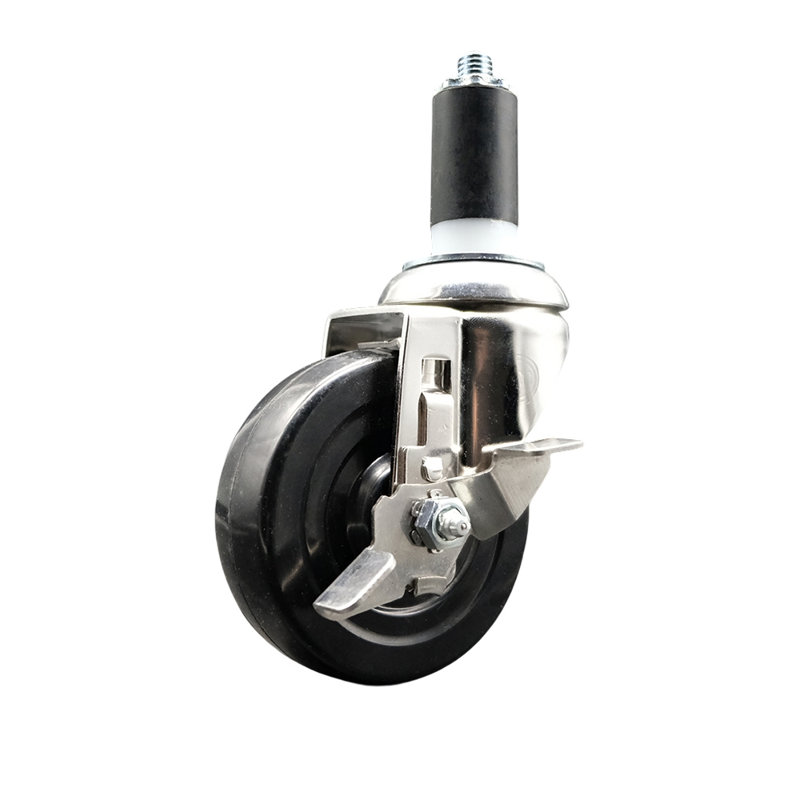 Roulettes pivotantes extensibles en caoutchouc dur 316SS avec frein SCC