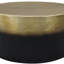 Hygerta Coffee Table, 34.5 Inch Round Drum Shape, Black, Gold Antique Brass Ombre