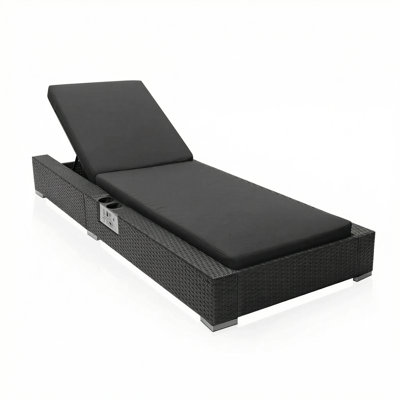 Outdoor PE Wicker Chaise Lounge Chair Adjustable Backrest with Cushion for Patio, Garden, Poolside by Latitude Run