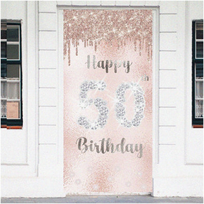 Sparkling Rose Gold 5th Glitter Birthday Centerpiece Sticks 12-Pack