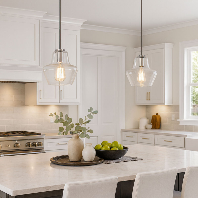 Carlissa 1-Light 9.75” Wide Pendant, Brushed Nickel