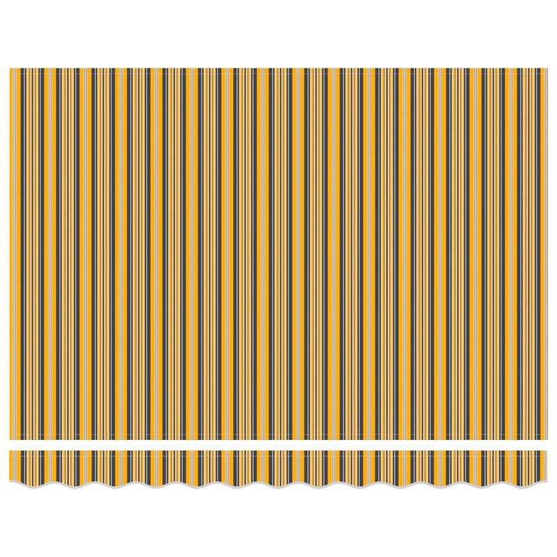 VidaXL Polyester Cover Retractable Patio Awning, 350cm W x 250cm D, Striped, Anthracite/Yellow/Grey