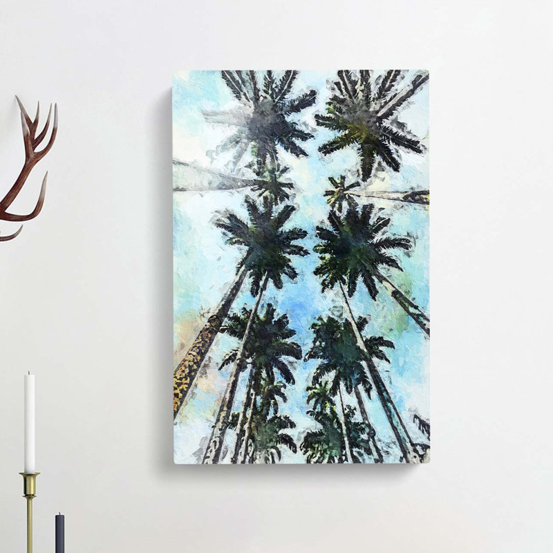 Palm Trees Stretching Upwards In Abstract - Wrapped Canvas Painting, 76cm H x 50cm W x 3cm D