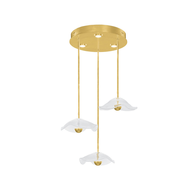 Luminaire suspendu rond l 31,25 po Embark, Clair, Feuille d'or standard