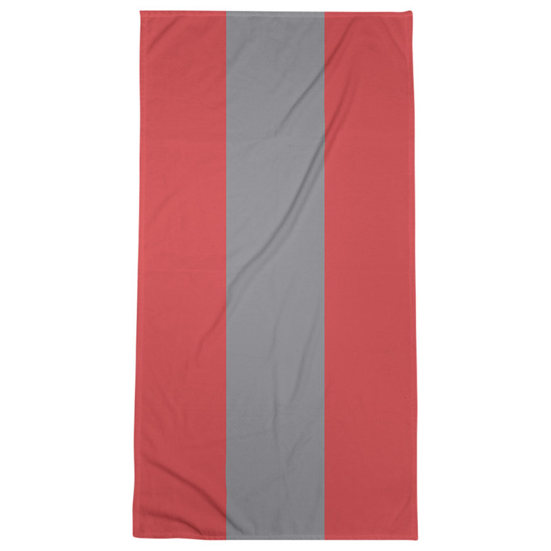 Lightweight Beach Towel, Poly/Cotton, Red/Flat Gray/Red