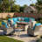 10-Piece Outdoor Patio Sectional Conversation Set With Fire Pit Table And Swivel Rocker Chairs-1864721393