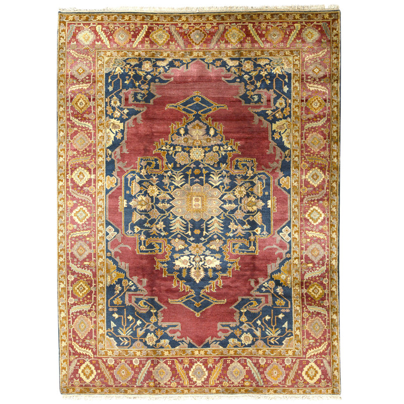Hand Knotted Oriental Area Rug in Red And Blue