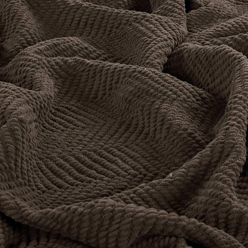 Jeté en tricot de tweed, Brun, 50 po x 60 po