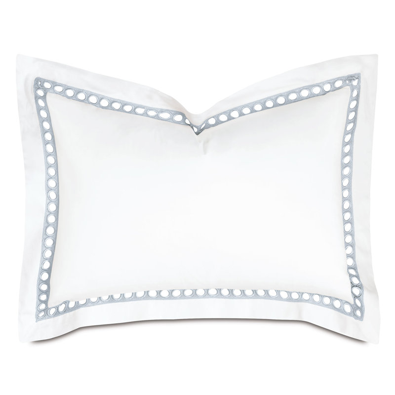 Celine Cotton Pillow Sham, Standard, White/Silver