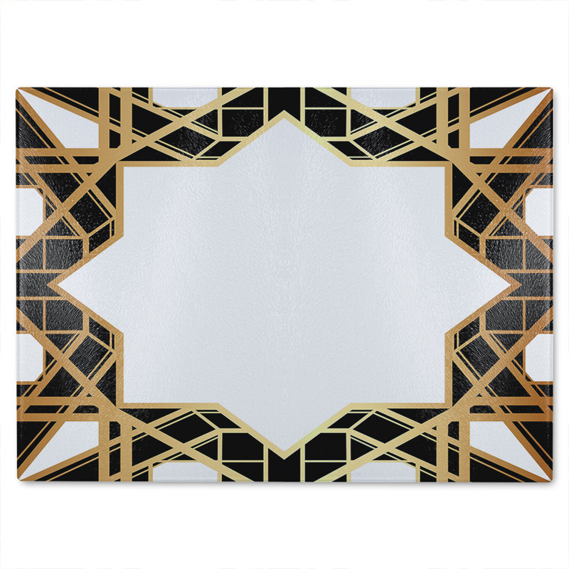 Art Deco Star Border Glass Chopping Board