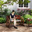 Wooden Outdoor Bench, Wagon Wheel Patio Loveseat, Carbonized