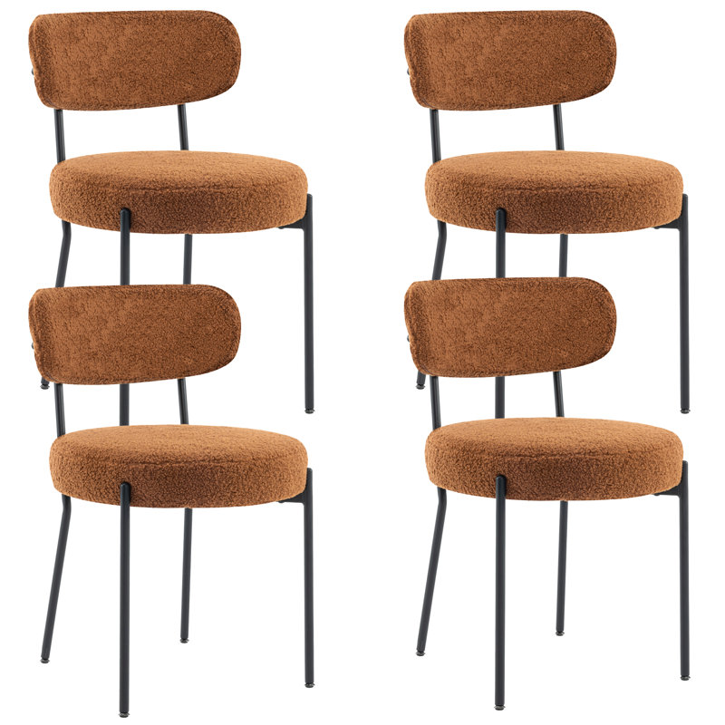 Chaises de salle à manger rembourrées Boucle, Brun