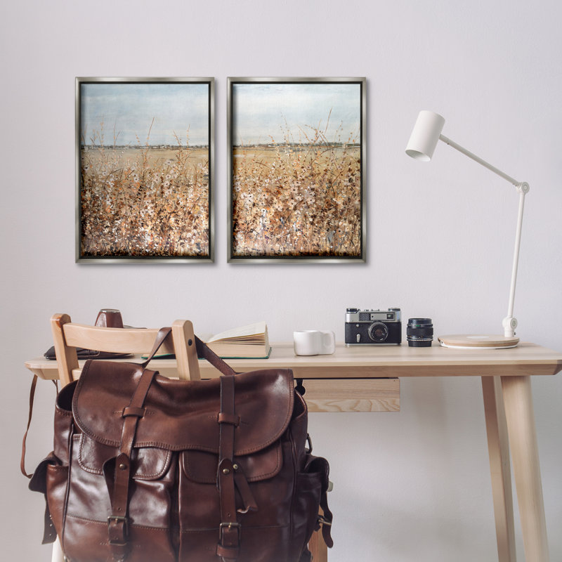  Ensemble de 2 toiles flottantes Rustic Country Prairie par Tim Ottoole, H 25 po x l 17 po, Cadre flottant gris lustré