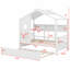 Lit en bois en forme de maison avec lit gigogne et tablettes de rangement-131146375-131146377