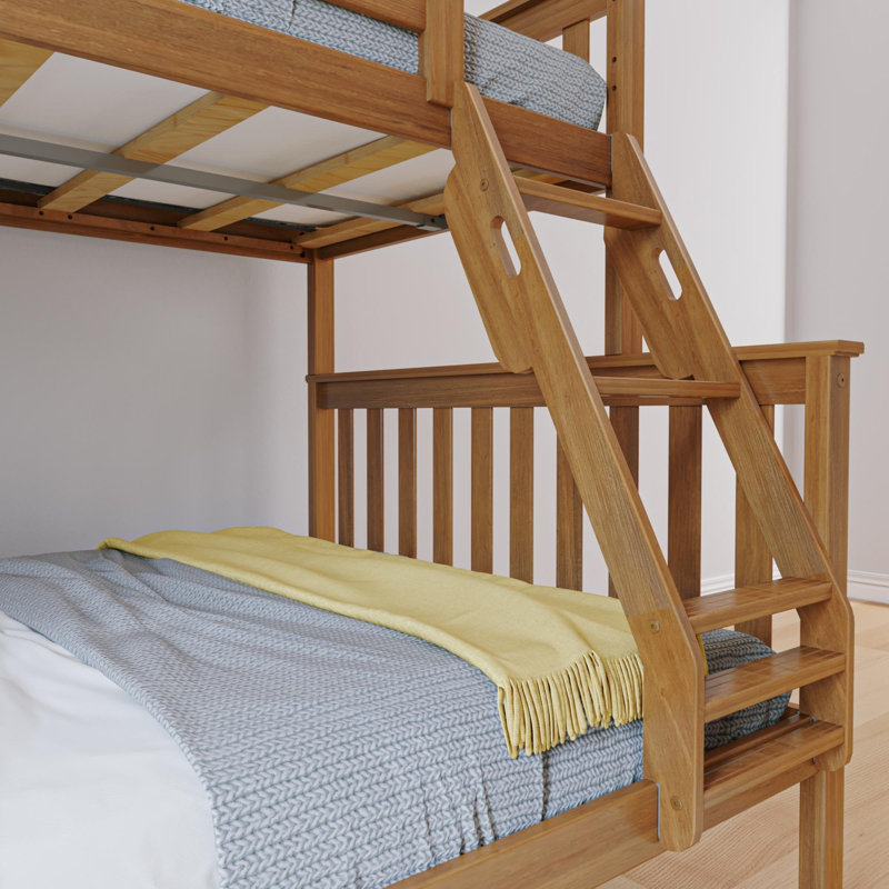 Lit superposé simple au dessus d'un lit double en bois massif, Pacanier