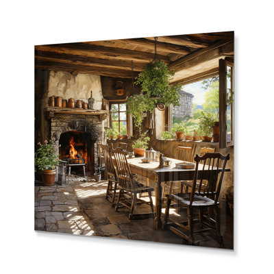 Farmhouse Family Diner Pointillism - Impression campagne sur métal