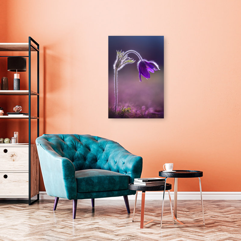 Purple Flower Delicate Ethereal Serene Violet Flower Nature Wall Art Print 1 Piece Wrapped Canvas Wall Art