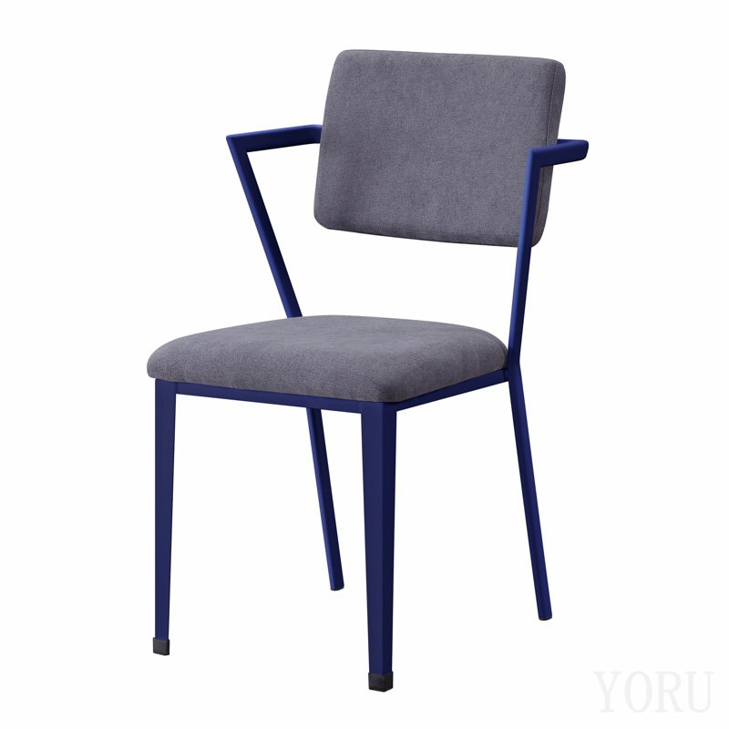 Chaise de bureau rembourrée grise et bleue
