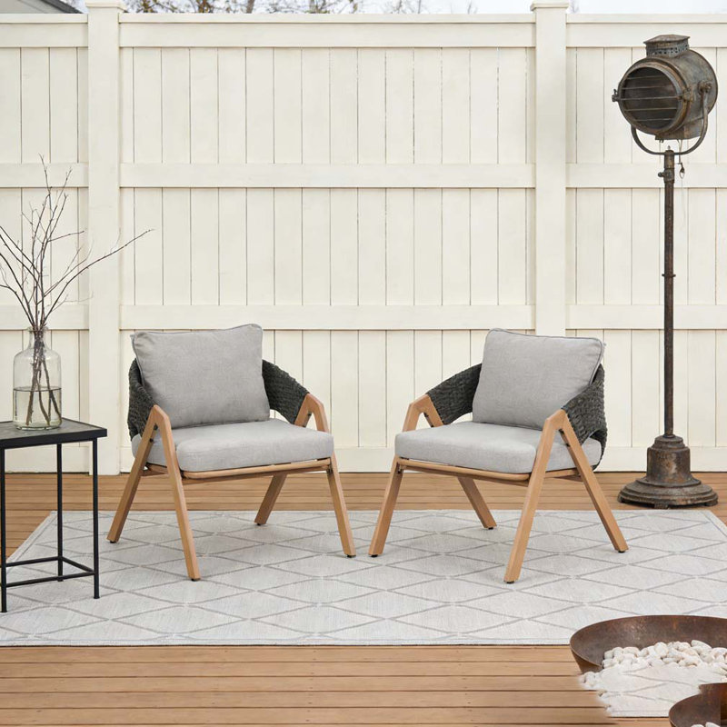 Chaise de patio avec coussins, Grey,Teak