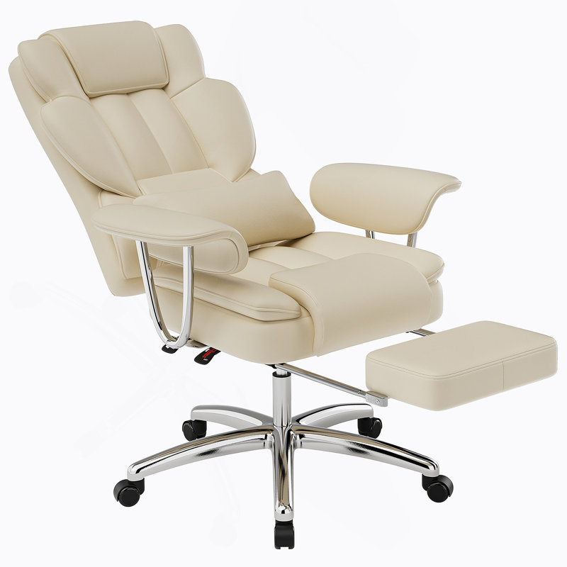 Fauteuil de bureau, fauteuil de bureau de direction grand et grand avec repose-pieds, fauteuil d'ordinateur en cuir, fauteuil inclinable ergonomique à haut dossier