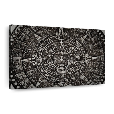 " Black Mayan Calendar Canvas Print "